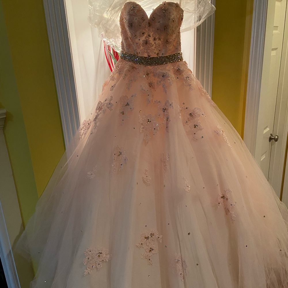 Promgirl pink embellished ballgown